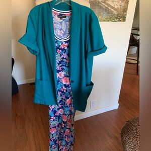 Derek Heart Navy tropical  print Maxi Dress, plus now FREE coordinating jacket
